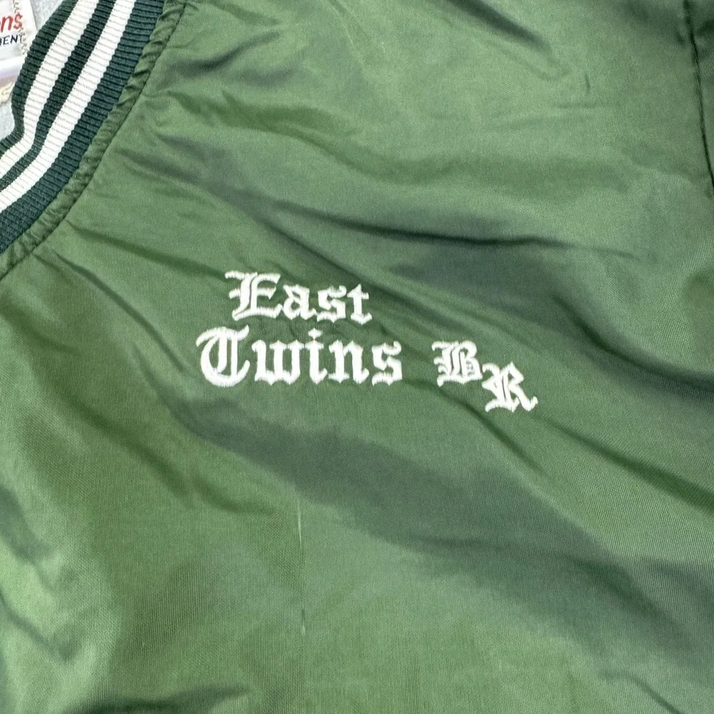Vintage Steichens Jacket Mens M Green V Neck East Twins Baseball Windbreaker